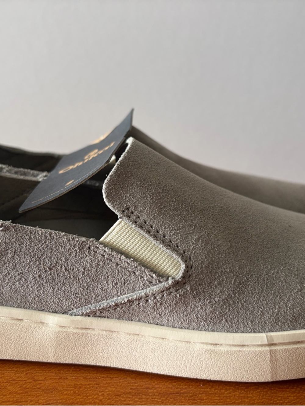 OluKai Women's Slip-On Suede Loafers in Light Gray - Picture 2 of 11
